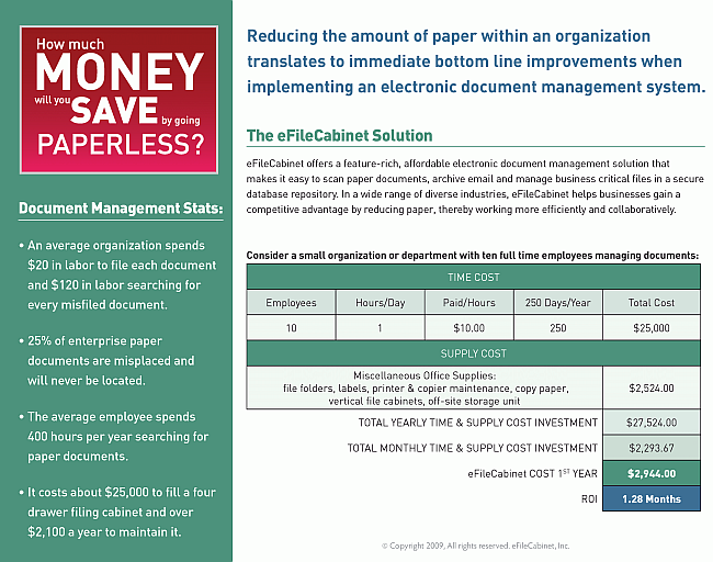 eFileCabinet eFileCabinet Save Money with a PaperLess office