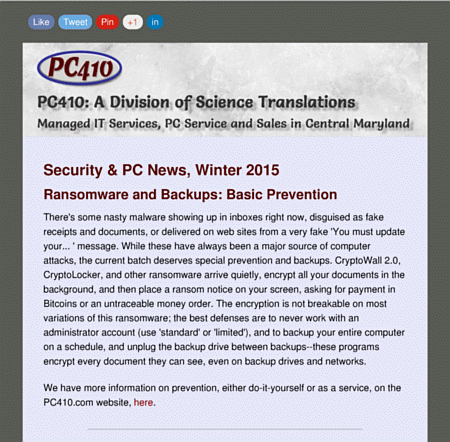 PC410 Newsletter