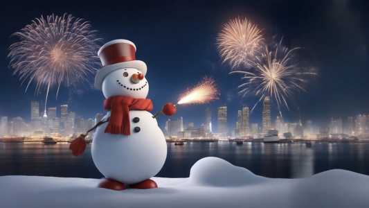Snowman fireworks for New Year's Eve